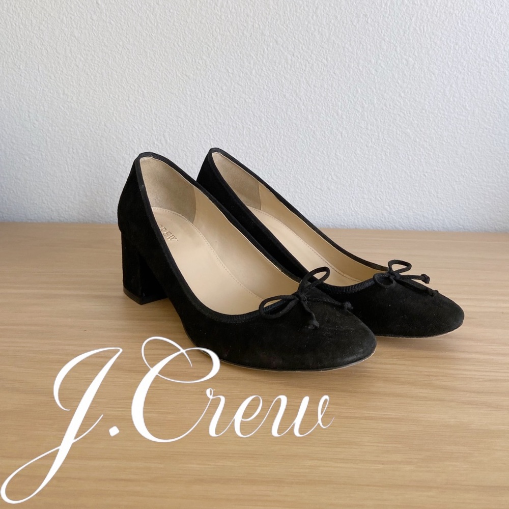 J. Crew Evie Ballet Heel - Black Suede